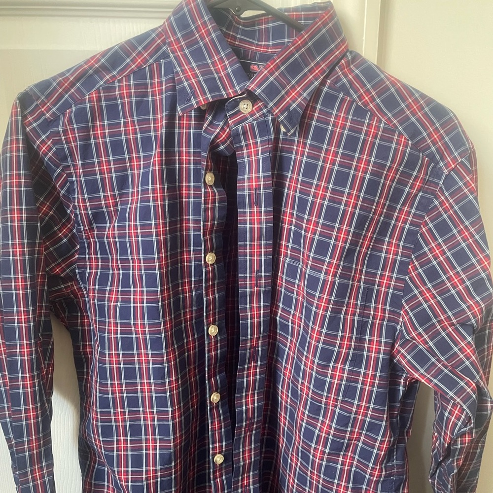 Vineyard Vines slim fit Murray button down shirt in red and blue plaid